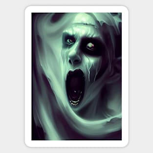 SCREAMING NASTY GREEN TINGED HALLOWEEN VAMPIRE Sticker